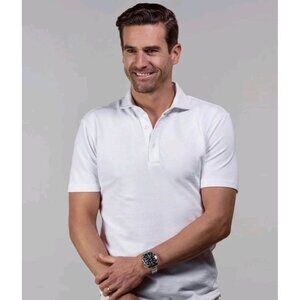 NWT Collars and Co XLarge Mens Polo Luxury Pique Cotton White XL Shirt Preppy